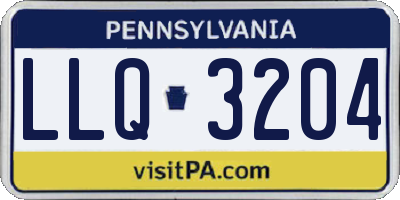 PA license plate LLQ3204