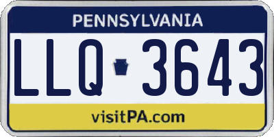 PA license plate LLQ3643