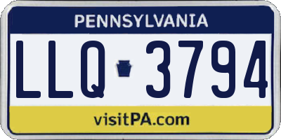PA license plate LLQ3794