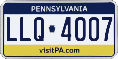 PA license plate LLQ4007