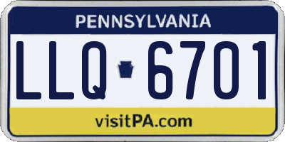 PA license plate LLQ6701