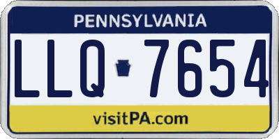 PA license plate LLQ7654