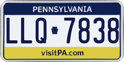 PA license plate LLQ7838