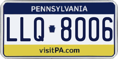 PA license plate LLQ8006