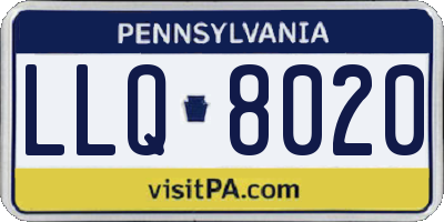 PA license plate LLQ8020