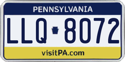PA license plate LLQ8072