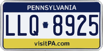 PA license plate LLQ8925