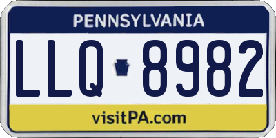 PA license plate LLQ8982