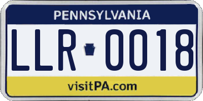 PA license plate LLR0018