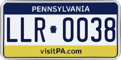 PA license plate LLR0038