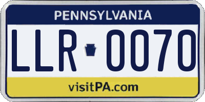 PA license plate LLR0070