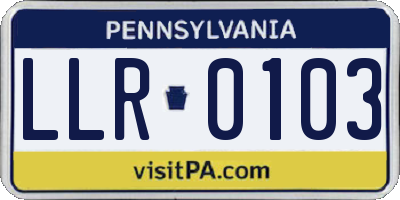 PA license plate LLR0103