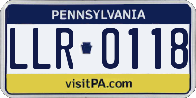 PA license plate LLR0118