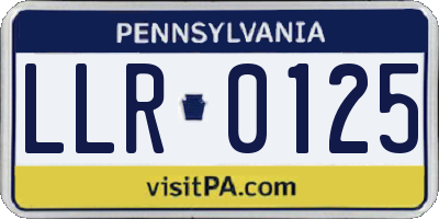 PA license plate LLR0125