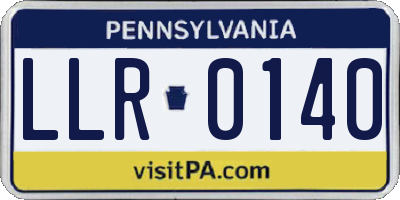 PA license plate LLR0140