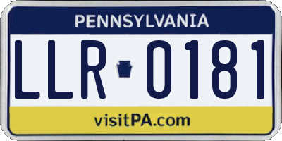 PA license plate LLR0181