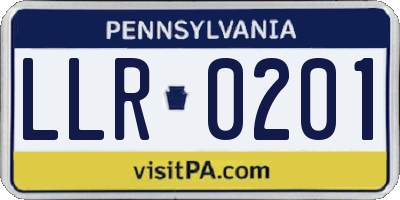 PA license plate LLR0201