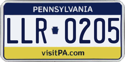 PA license plate LLR0205