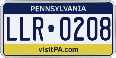 PA license plate LLR0208