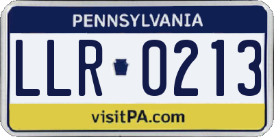 PA license plate LLR0213