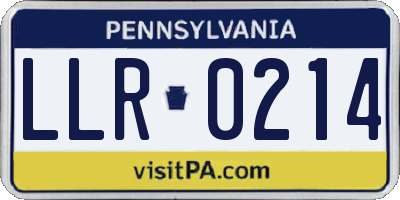 PA license plate LLR0214