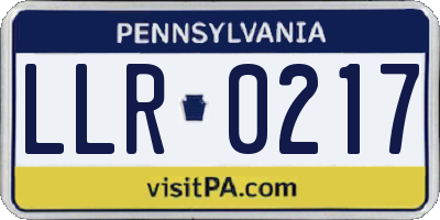 PA license plate LLR0217