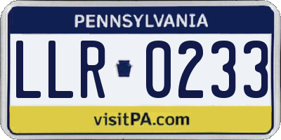 PA license plate LLR0233