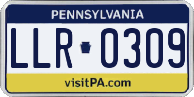 PA license plate LLR0309