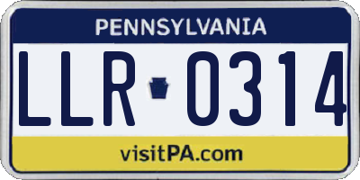 PA license plate LLR0314