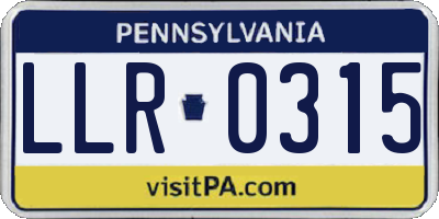 PA license plate LLR0315