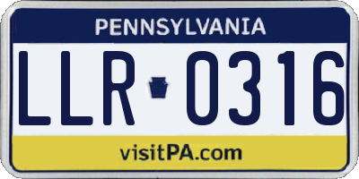 PA license plate LLR0316