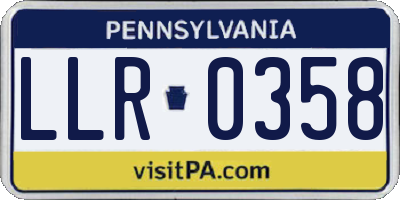 PA license plate LLR0358