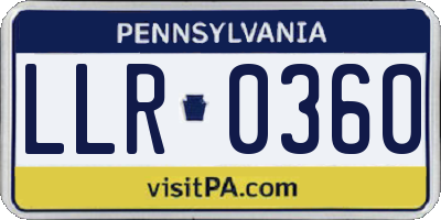 PA license plate LLR0360