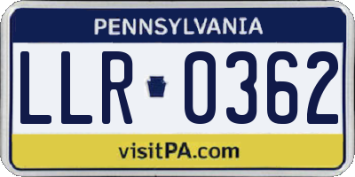PA license plate LLR0362
