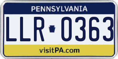 PA license plate LLR0363