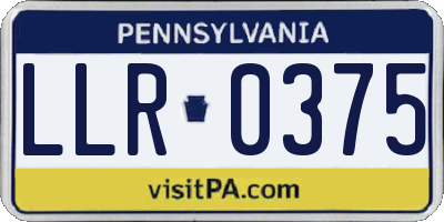 PA license plate LLR0375