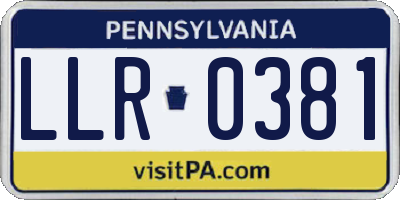 PA license plate LLR0381