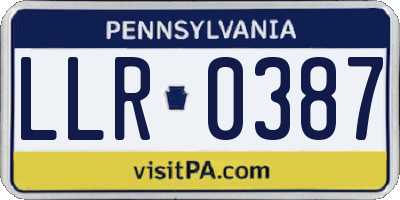 PA license plate LLR0387
