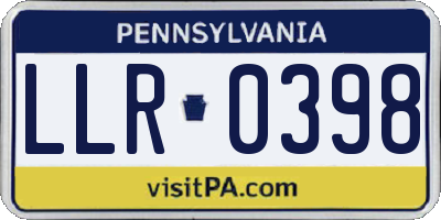 PA license plate LLR0398