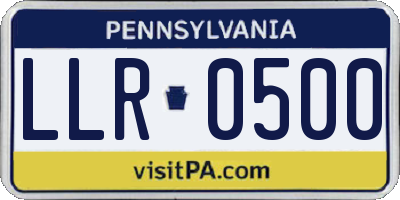 PA license plate LLR0500