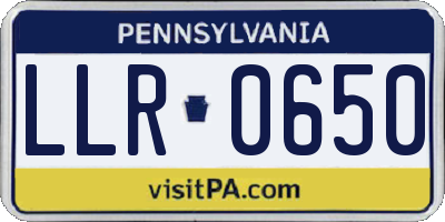 PA license plate LLR0650