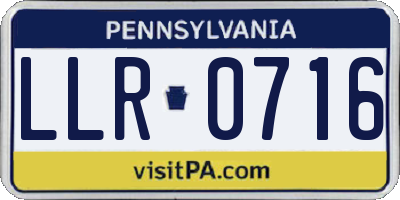 PA license plate LLR0716