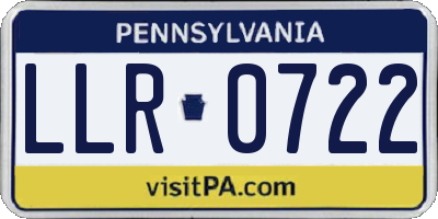 PA license plate LLR0722