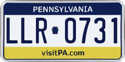 PA license plate LLR0731