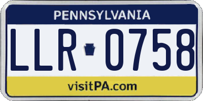PA license plate LLR0758