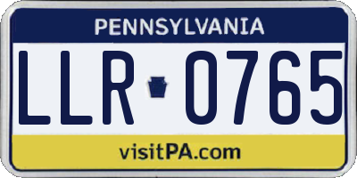 PA license plate LLR0765