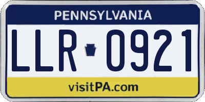 PA license plate LLR0921