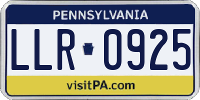PA license plate LLR0925