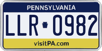 PA license plate LLR0982