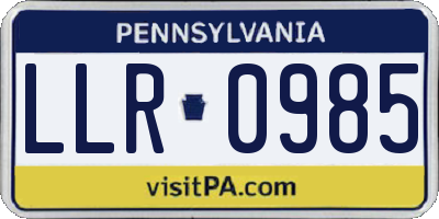 PA license plate LLR0985